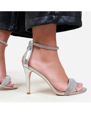 Where's That From Wheres High Heel Sandals With Diamante Ankle Strap - White