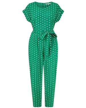 Yumi' Spot Print Jumpsuit - Green