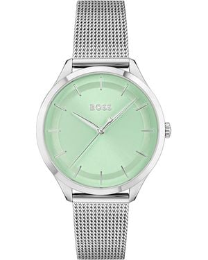 BOSS Ladies Pura Stainless Steel Mesh Strap Watch - Green