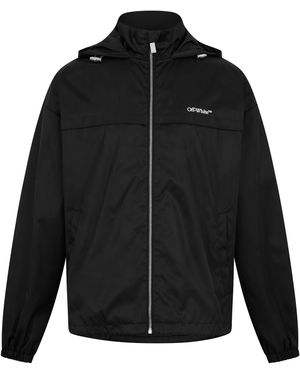 Off-White c/o Virgil Abloh Bookish Embroidered Logo Long Sleeve Windbreaker - Black