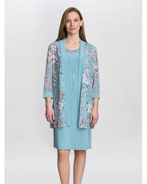Gina Bacconi Callie Printed Dress And Jacket - Blue