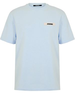Jacquemus Plain Cotton Grosgrain Tab T-Shirt - Blue