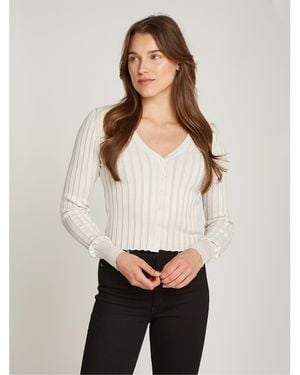 Calvin Klein Ckj Rib Cardigan - Natural