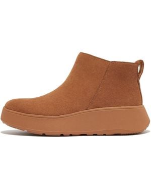 Fitflop F-Mode Suede Flatform Zip Ankle Boots - Brown
