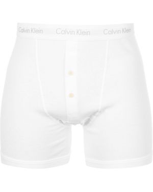 Calvin Klein Button Fly - Long Leg Boxers For - S Boxer Shorts - Boxer Shorts - Pack Of 1 - White - Extra