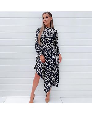 AX Paris Animal Print High Low Skirt Midi Dress - Blue