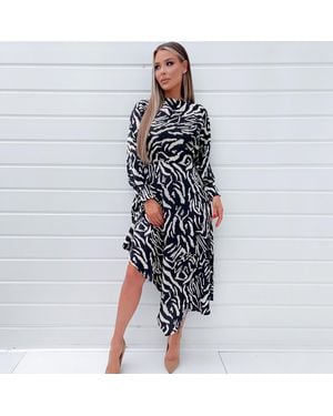 AX Paris Animal Print High Low Skirt Midi Dress - Blue