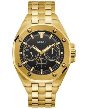 Guess Gents Gold Watch With Black Dial - Metallic