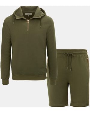 Firetrap Hood Shirt And Short Set - Green