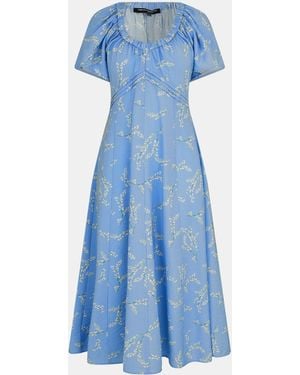 French Connection Daniella Structured Seaming A Line Dress - Blue
