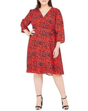 Yumi' Animal Print Wrap Dress - Red