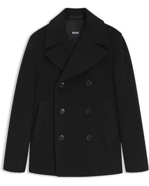 BOSS Hyde Peacoat 264 Wool Slim-Fit - Black