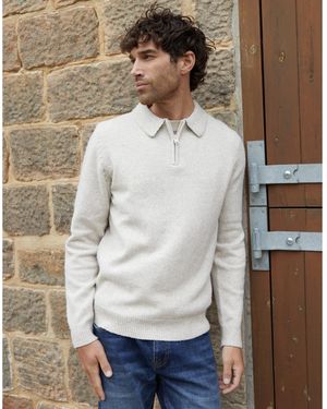 Threadbare Windermere Long Sleeve Zip Knitted Polo Shirt - Multicolour