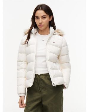 Tommy Hilfiger Hooded Down Short Puffer Jacket - White
