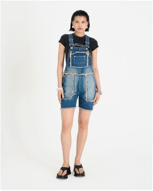 The Ragged Priest Chroma Dungaree Shorts Dungarees - Blue