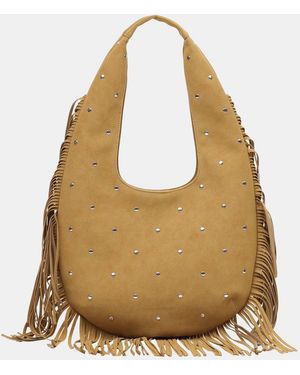 Firetrap Faux Suede Fringed Hobo Bag - Natural