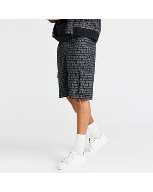 SIKSILK Jacquard Denim Cargo Shorts - Black