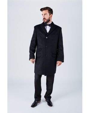 Harvey and Jones Long Length Classic Overcoat - Blue