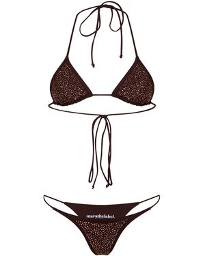 Mars the Label Rhinestone Bikini Set - White
