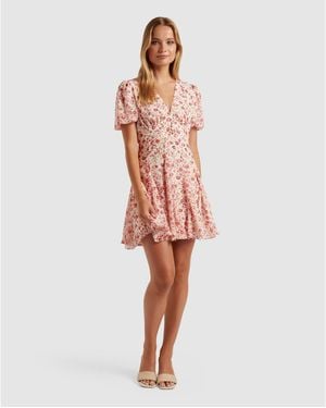 Forever New Amelia Printed Empire Mini Dress - Orange