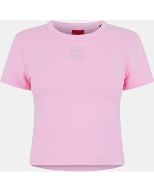 HUGO Delanor Cropped T-shirt - Pink