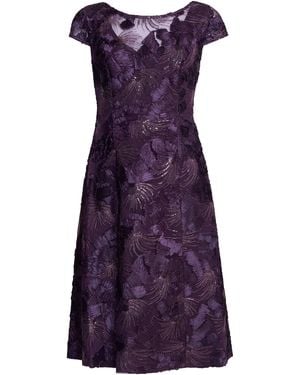 Gina Bacconi Abella Illusion Jewel Floral Dress - Purple