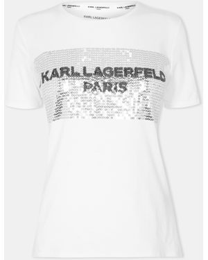KARL LAGERFELD Sequin T-Shirt - White