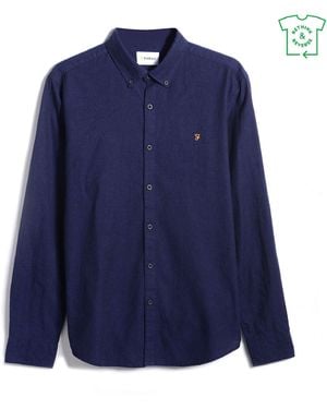 Farah Steen Brushed Cotton Long Sleeve Shirt Adults - Blue