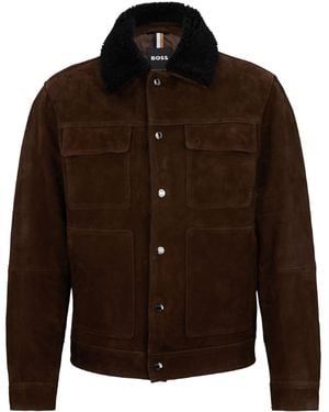 BOSS Mahdi Shearling Jacket - Brown