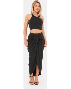 I Saw It First Knot Front Maxi Skirt - Black