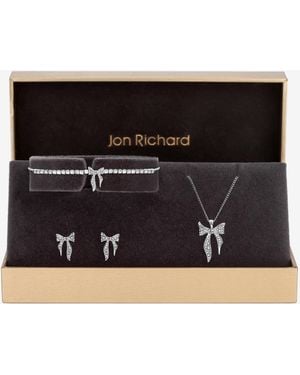 Jon Richard Plated And Pave Bow Trio Set - Black