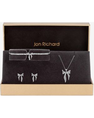 Jon Richard Plated And Pave Bow Trio Set - Black