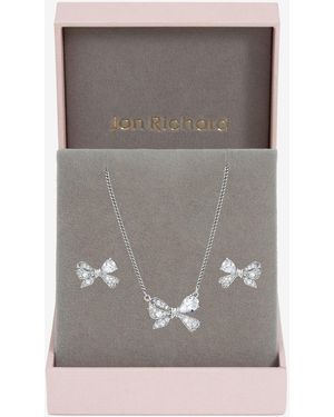 Jon Richard Rhodium Plated Bow Box Set - Grey