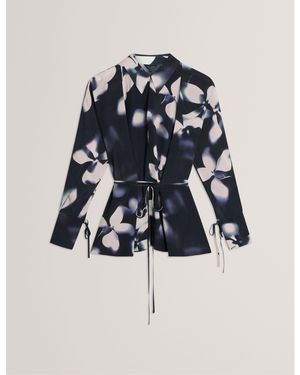Ted Baker Print Long Sleeve Blouse - Blue