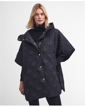 Barbour Astor Tartan Quilted Cape - Blue
