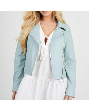 Brave Soul Bs Faux Leather Biker Jacket - Blue