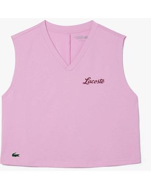 Lacoste Dry Cotton Sport Crop Top - Pink