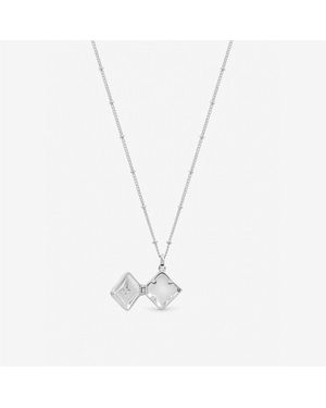 Inicio Sterling Plated Clover Locket - White