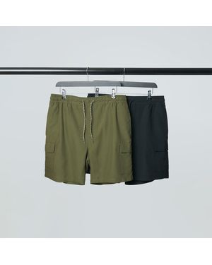 Threadbare 2 Pack Geometric Floral Print Swim Shorts - Green