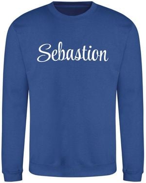 AWD Adults Cotton Long Sleeve Crew Sweatshirt - Blue