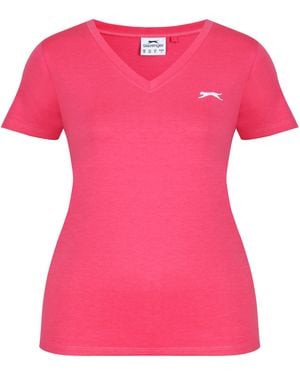 Slazenger 1881 Ladies V Neck Tee Shirt - Pink