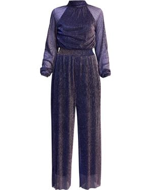 Gina Bacconi Kylie Metallic Knit Jumpsuit - Blue