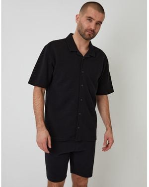 Threadbare Embley Short-Sleeve Patterned Shirt - Black