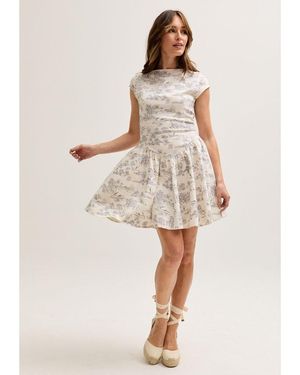 Lily and Lionel Heidy Corset Inspired Josephine Print Mini Dress - Natural