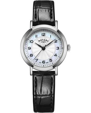Rotary Ladies Heritage Mop Ss Leather Watch - Black