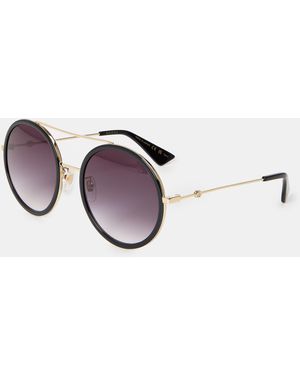 Gucci Stripe Round Pilot Sunglasses - Purple
