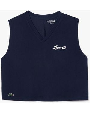 Lacoste Dry Cotton Sport Crop Top - Blue