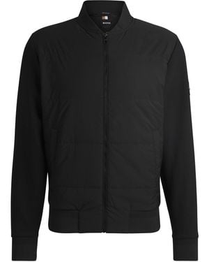 BOSS Hbb Skiles100 Full Zipped Sweatshirt, Padded Front, Pockets - Black