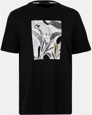 Ted Baker Box Print Cotton Short Sleeve Crew Neck T-Shirt - Black