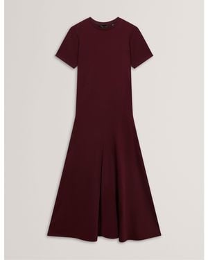 Ted Baker Mixed Midi Tea Dress - Red